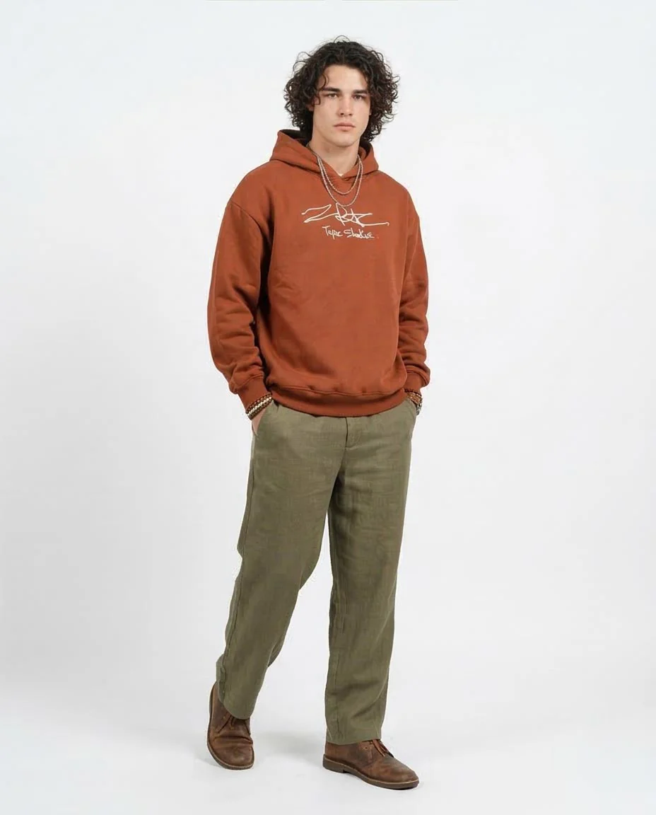 Ravin | Tupac Shakur Signature Collage Oversized Hoodie – Rust - o200903 - Image 4