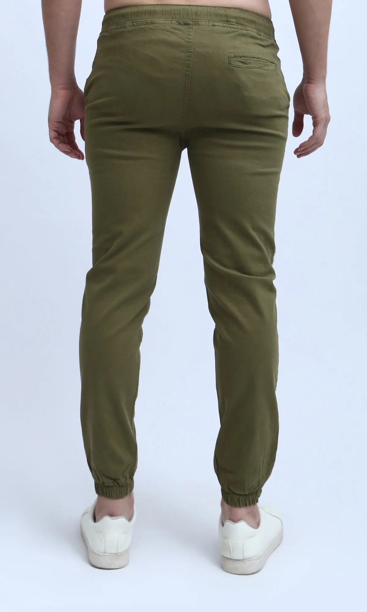 O201041 - Elastic Waist Cargo Pants with Drawstring - Olive - Image 3