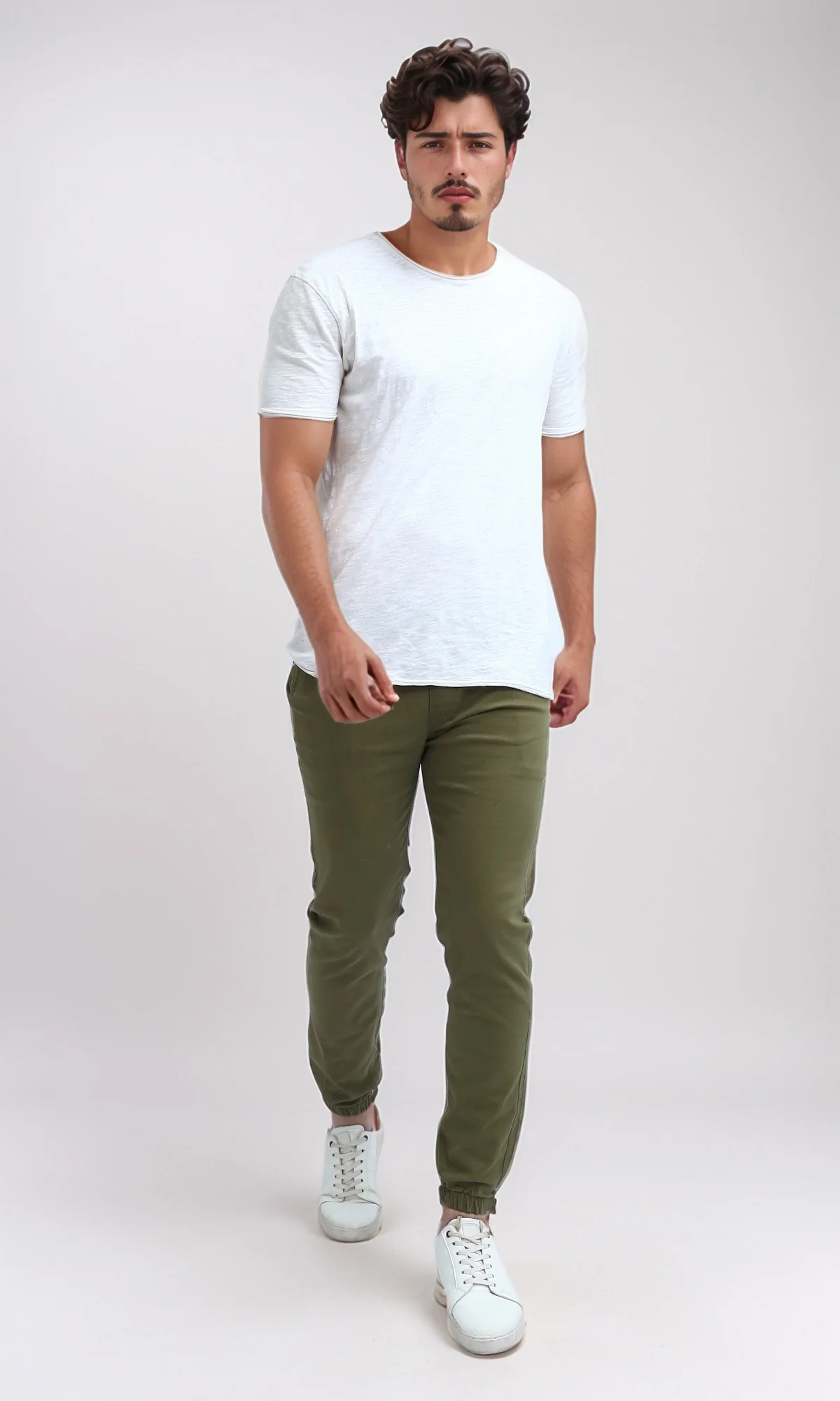 O201041 - Elastic Waist Cargo Pants with Drawstring - Olive - Image 5