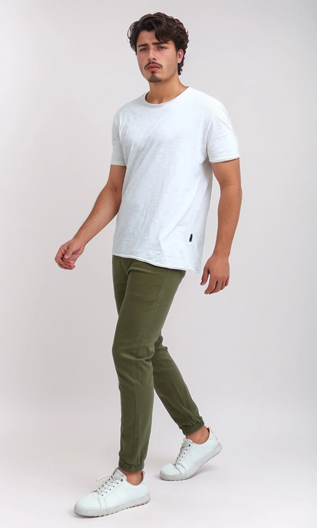 O201041 - Elastic Waist Cargo Pants with Drawstring - Olive - Image 6