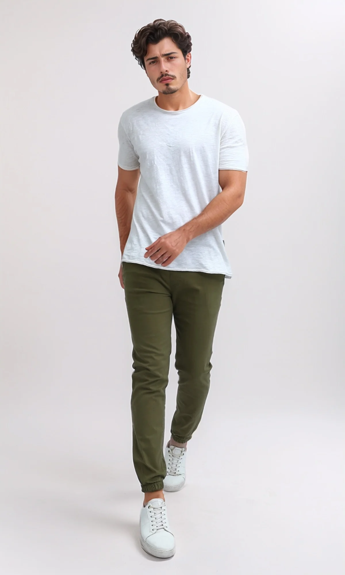 O201041 - Elastic Waist Cargo Pants with Drawstring - Olive - Image 7