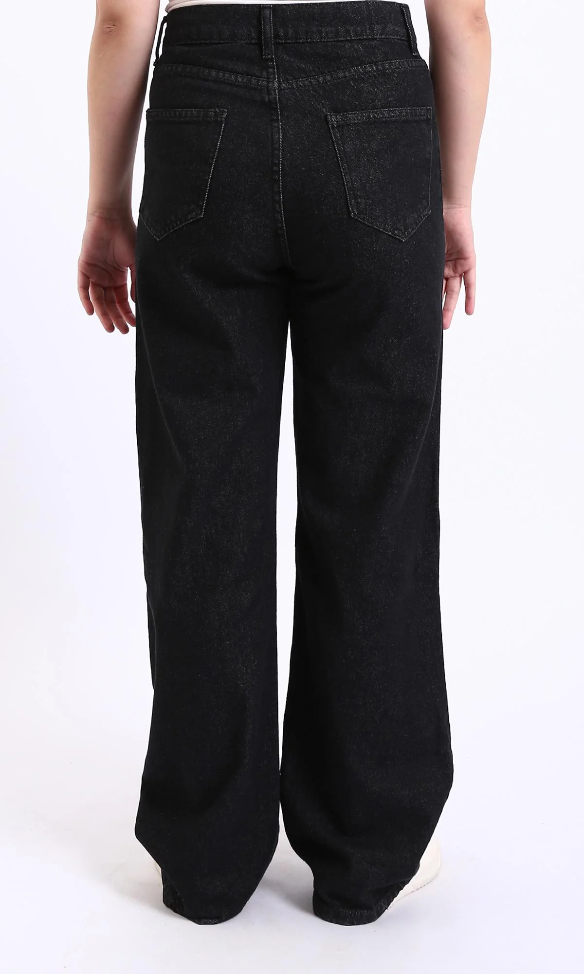 O201060-Solid Wide Leg Jeans - Black - Image 2