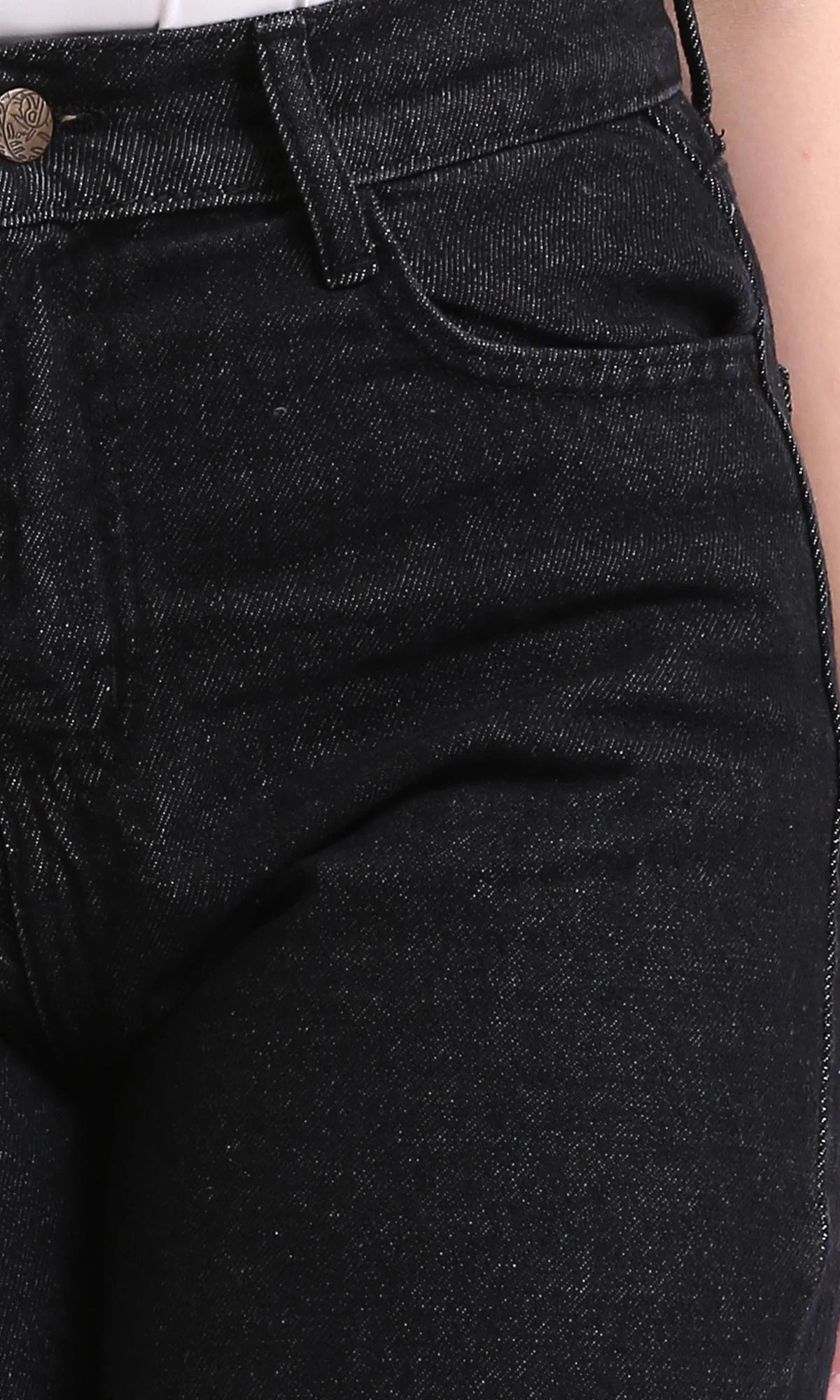 O201060-Solid Wide Leg Jeans - Black - Image 3