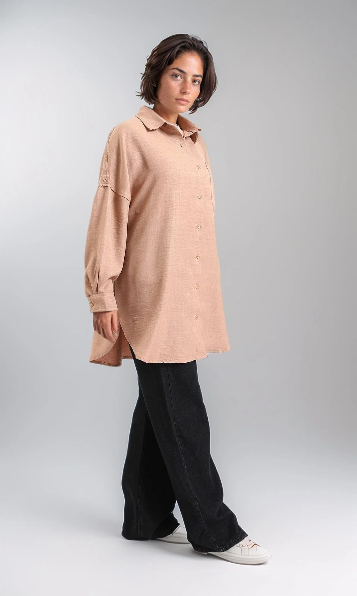 O201060-Solid Wide Leg Jeans - Black - Image 5