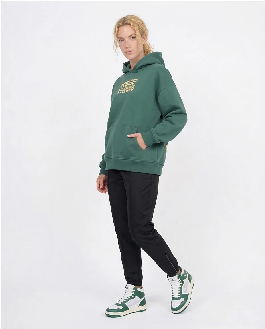 Ravin | Women "Keep Flying" Butterfly Graphic Oversized Hoodie - Forest Green - O201123 - Image 4