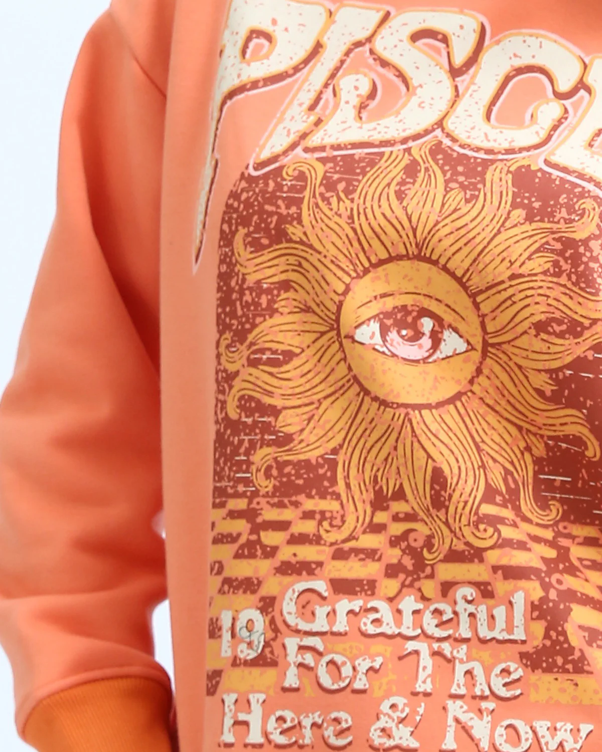 RAVIN Women’s "Pisces: Grateful" Oversized Graphic Hoodie – Coral & Orange - o201148 - Image 4