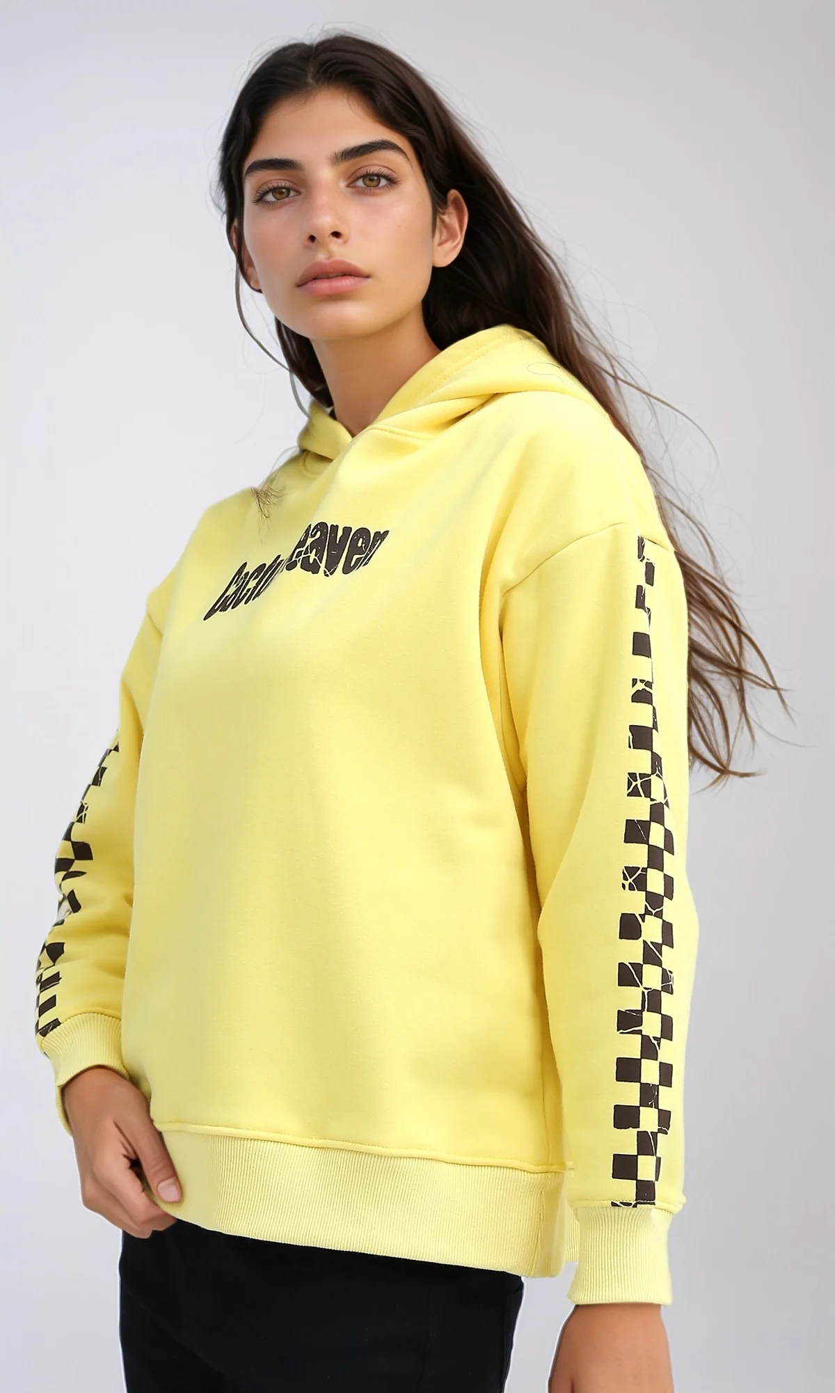 O201149 - "Cactus Heaven " Printed Long Sleeves Hoodie - Yellow - Image 2
