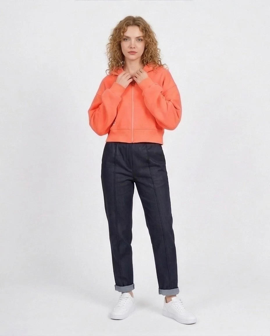 Ravin Women's Cropped Zip-Up Hoodie – Rugged Off-Road Graphic – Orange - O201150 - Image 3