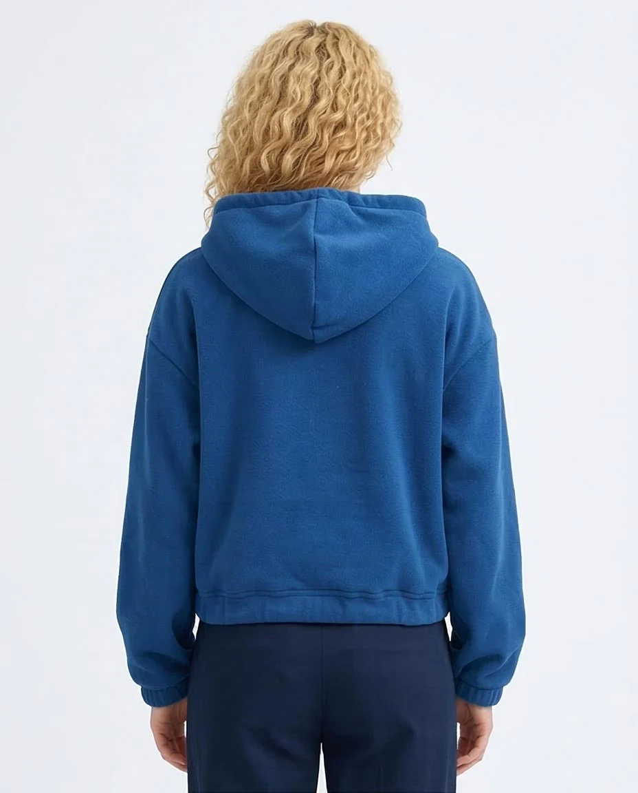 Ravin Blue Zip-Detail Fleece Hoodie - Dark Petroleum - O201154 - Image 2