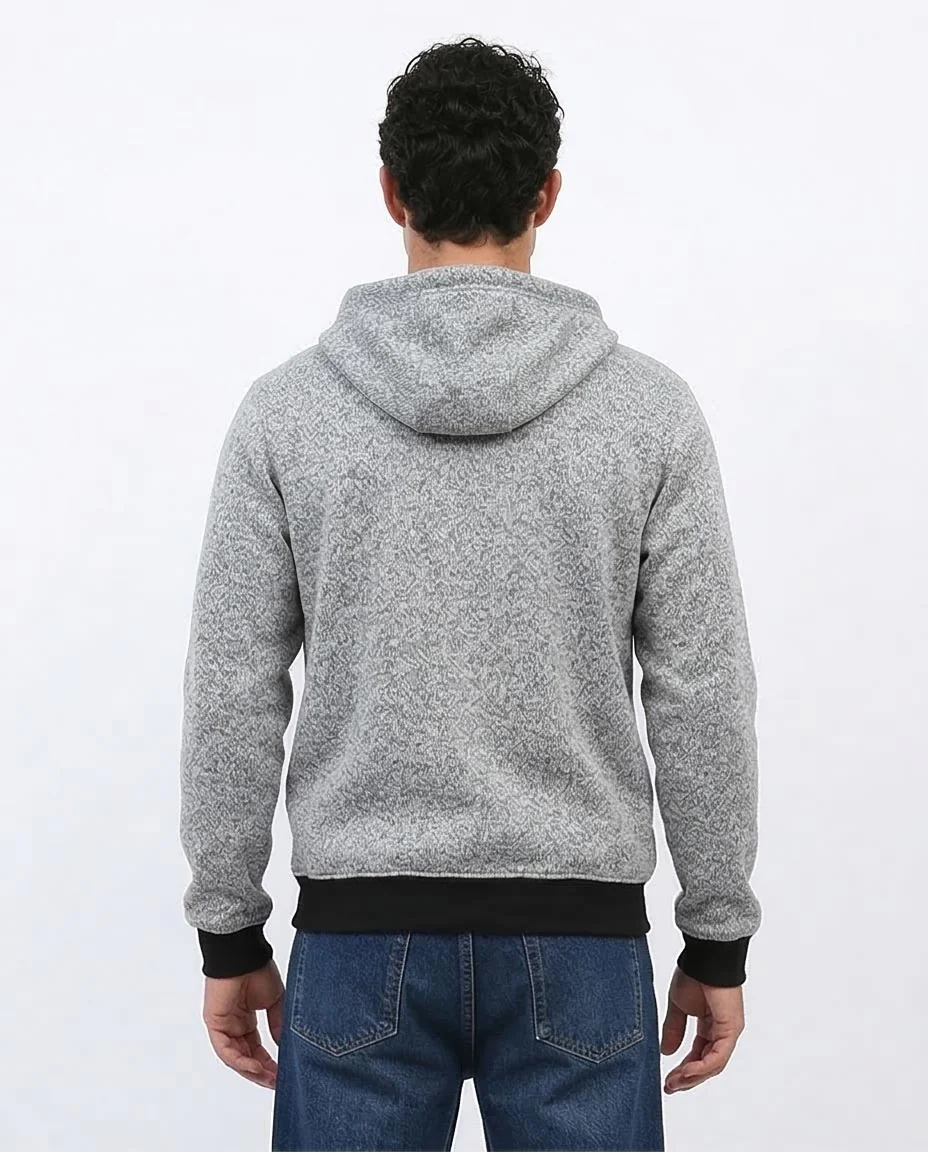 Ravin Men’s Heavyweight Marl Knit Zip-Up Hoodie - Grey - o201226 - Image 2