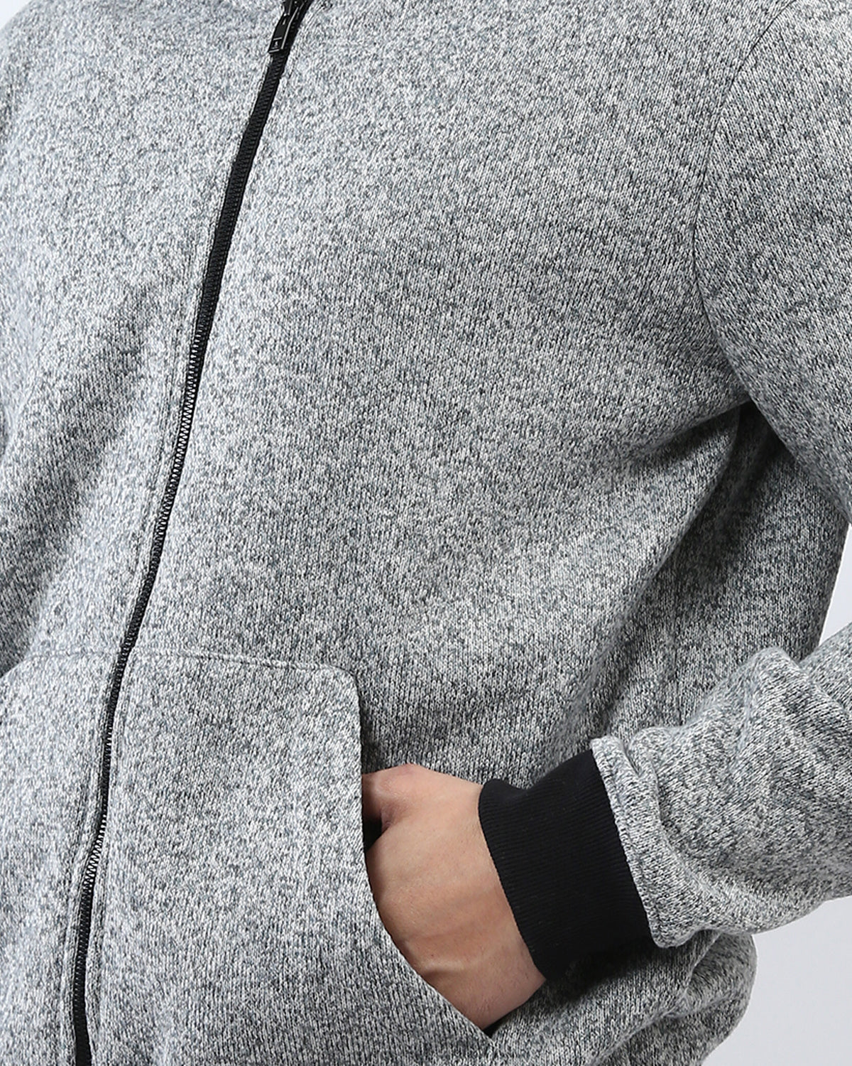 Ravin Men’s Heavyweight Marl Knit Zip-Up Hoodie - Grey - o201226 - Image 4