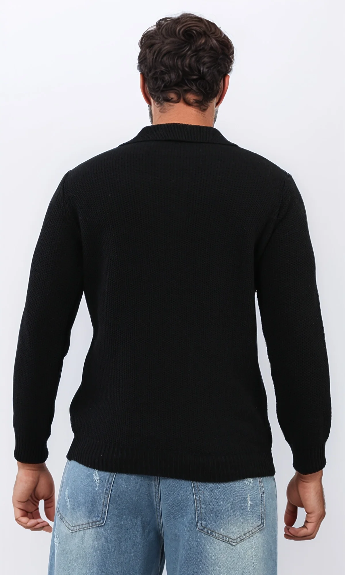 o201231 - Regular Fit Basic Pullover With Long sleeves - Black - Image 3