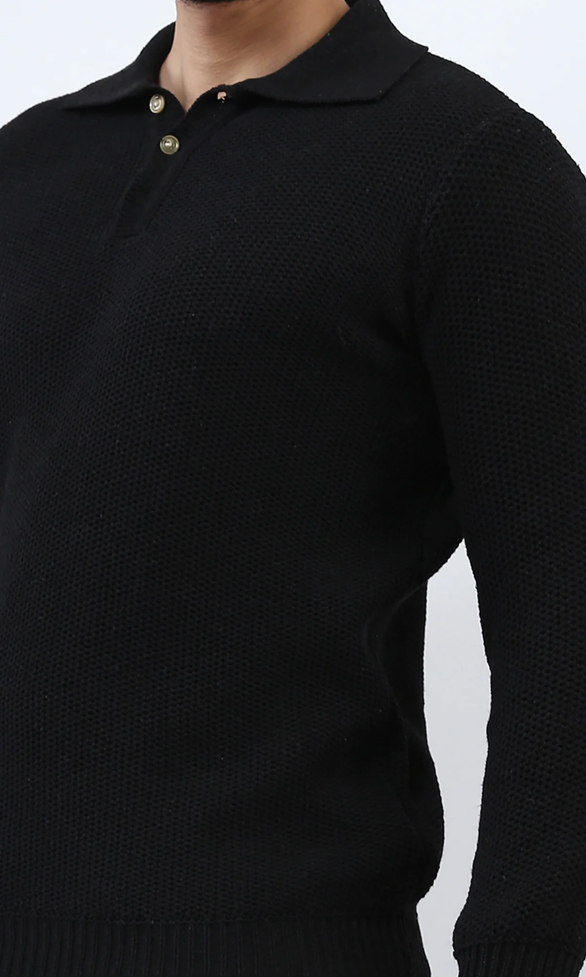 o201231 - Regular Fit Basic Pullover With Long sleeves - Black - Image 4