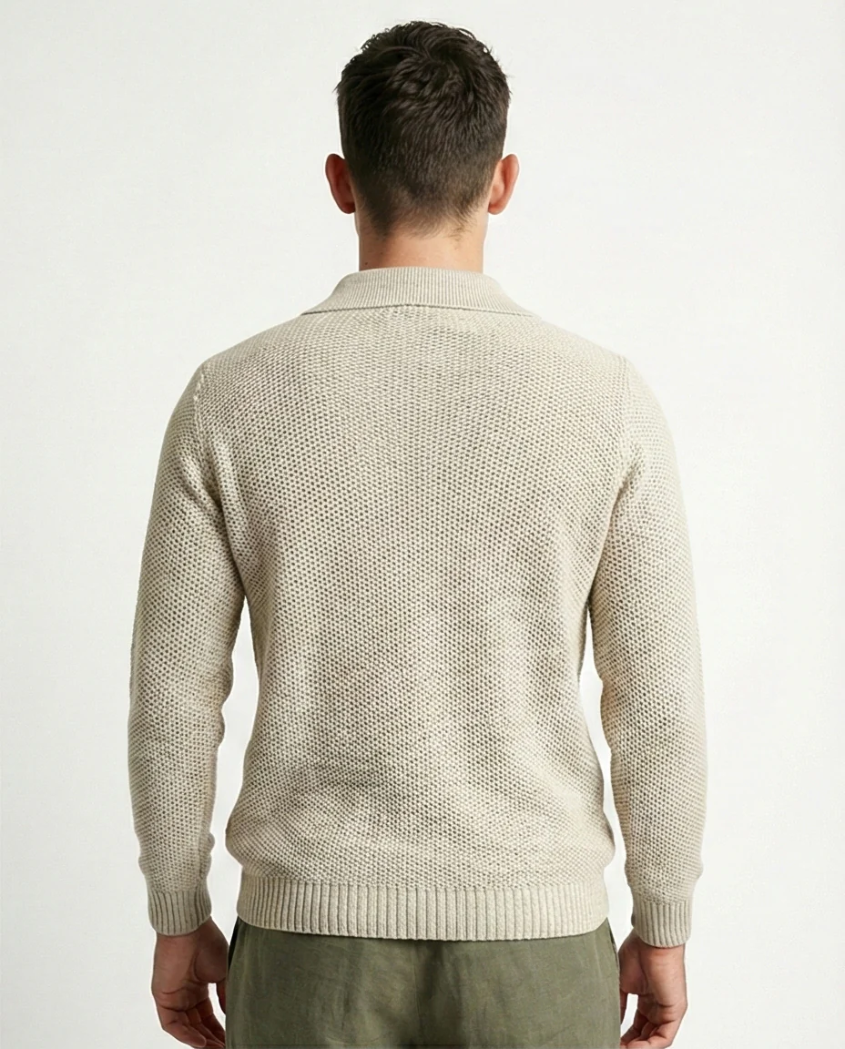 o201232 - Regular Fit Basic Pullover With Long sleeves - Beige - Image 2