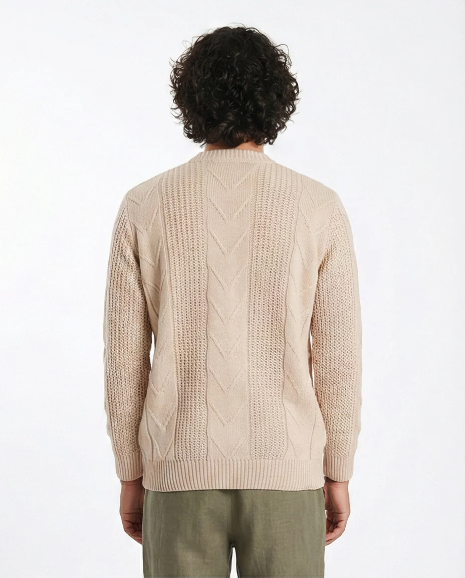 o201236-CABLE KNIT SWEATER - BEIGE - Image 2