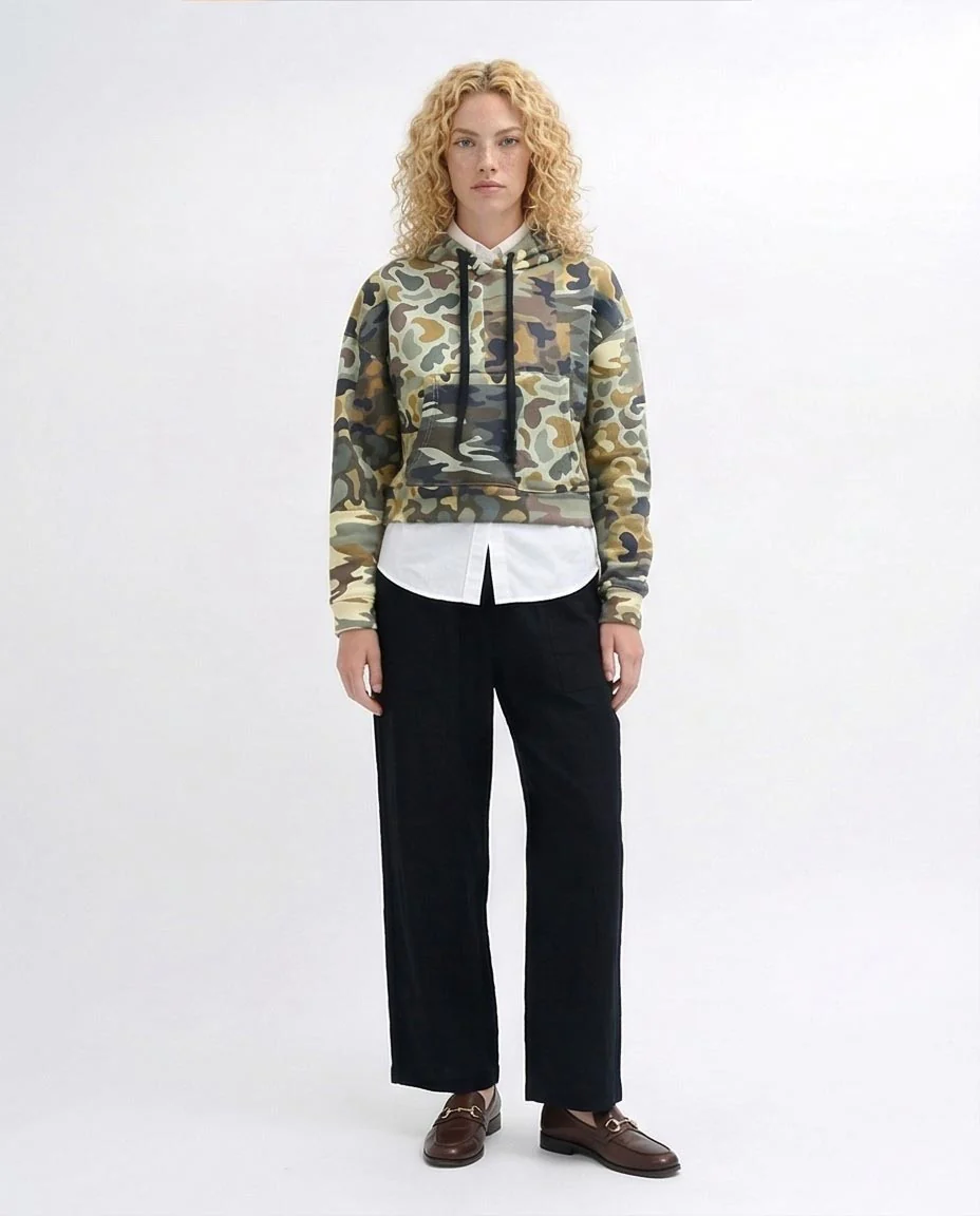 Women's Patchwork Camo Cropped Hoodie - Multi - O201269 - Image 4
