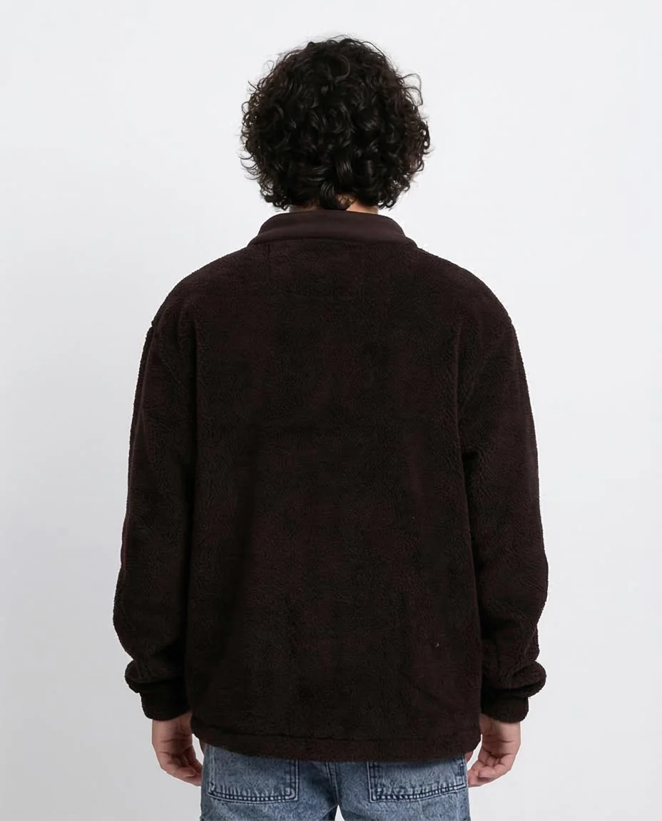 Ravin | Men’s Oversized Sherpa Fleece Zip-Up Jacket – Espresso - O201295 - Image 2