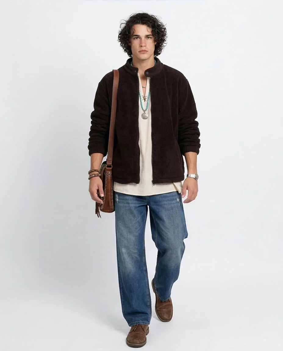 Ravin | Men’s Oversized Sherpa Fleece Zip-Up Jacket – Espresso - O201295 - Image 3