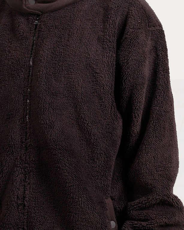 Ravin | Men’s Oversized Sherpa Fleece Zip-Up Jacket – Espresso - O201295 - Image 4