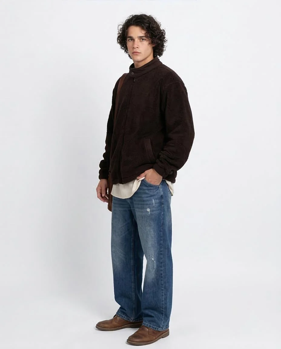 Ravin | Men’s Oversized Sherpa Fleece Zip-Up Jacket – Espresso - O201295 - Image 5