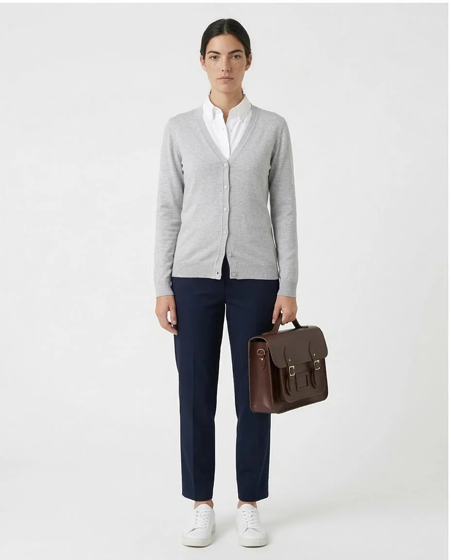 Ravin Essential V-Neck Button-Down Cardigan - Grey - O201318 - Image 3