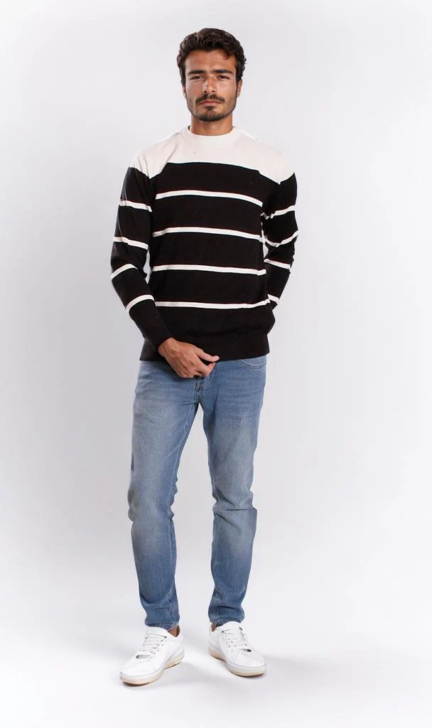 o201340-STRIPED SWEATER - BLACK & WHITE - Image 3