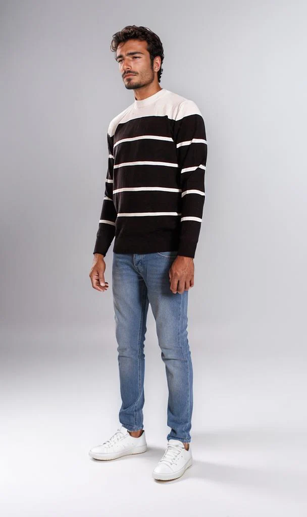 o201340-STRIPED SWEATER - BLACK & WHITE - Image 4