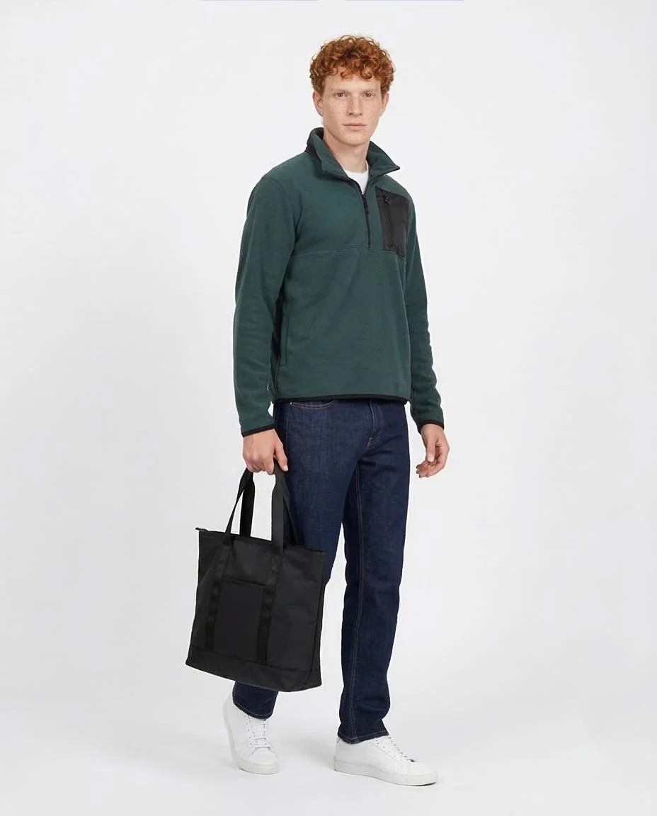 avin Men's Forest Green Fleece Half-Zip Pullover – Technical Utility Pocket- O201928 - Image 4