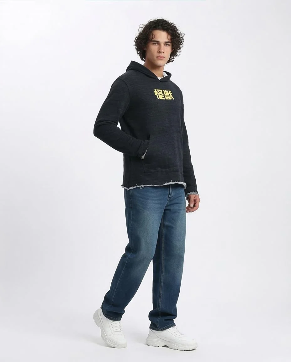 RAVIN Men’s Kaiju Cat Graphic Hoodie – Distressed Streetwear Edition - O202178 - Image 5