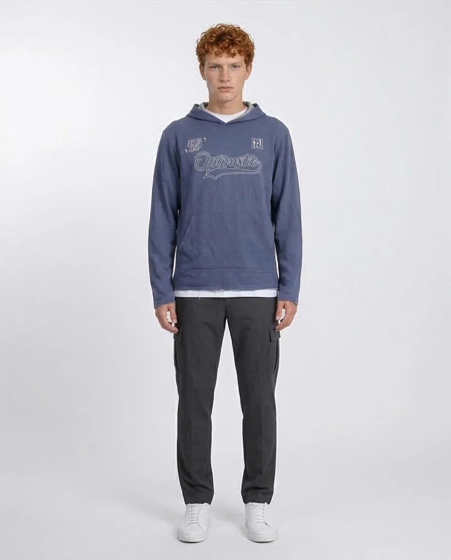 Ravin Men's "Optimistic" Graphic Hoodie – Lightweight Heather Knit with Raw-Edge Double Hem - O202181 - Image 3