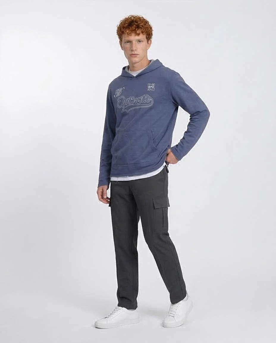 Ravin Men's "Optimistic" Graphic Hoodie – Lightweight Heather Knit with Raw-Edge Double Hem - O202181 - Image 4