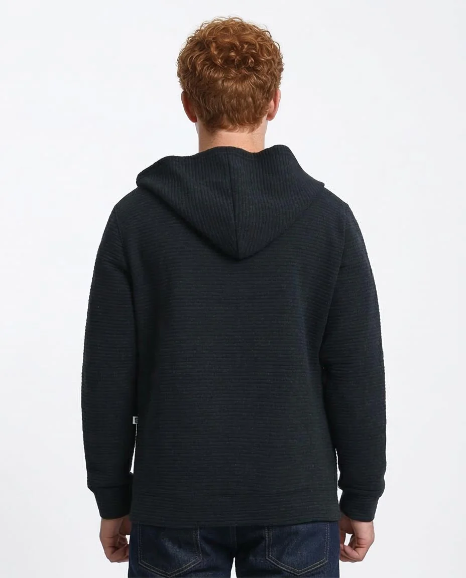 Ravin Men’s Horizontal Ribbed Zip-Up Hoodie – Charcoal - O202206 - Image 2