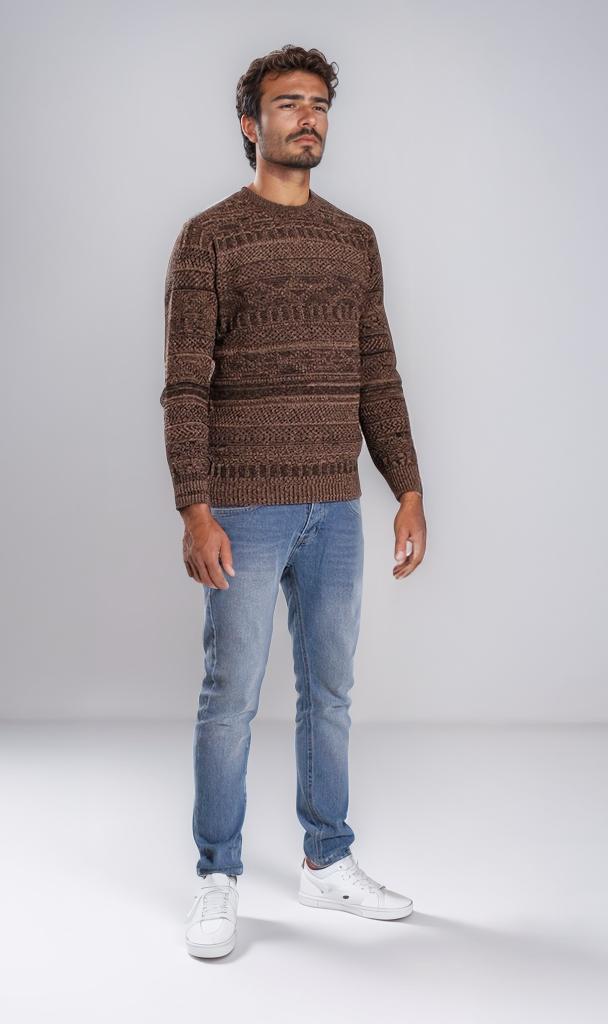 o202680-STRIPED KNIT SWEATER - BROWN - Image 3