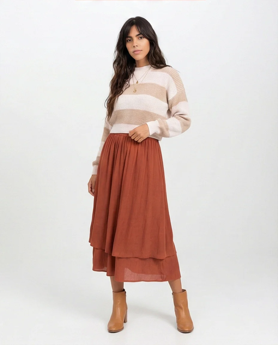 o202783-STRIPED CROP SWEATER - BEIGE & WHITE - Image 4