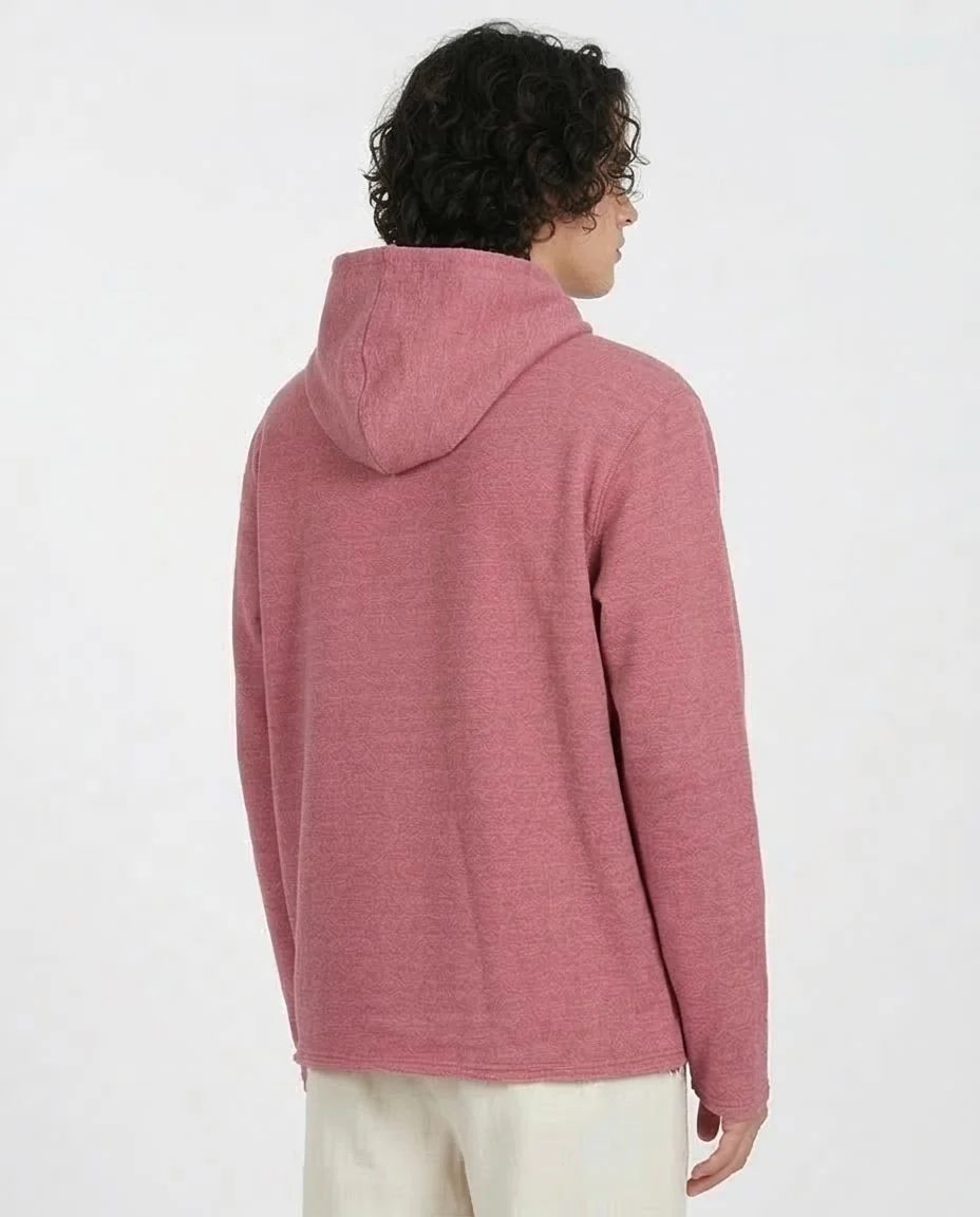 Ravin | Men’s Textured Crossover Hoodie – Dusty Rose - O202942 - Image 2