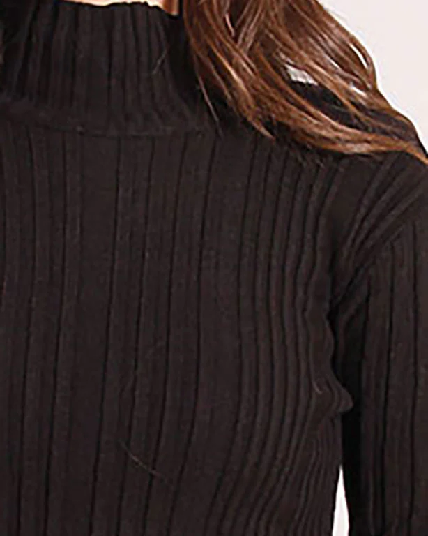 Ravin Women's Rib-Knit Mock Neck Sweater with Thumbholes – Black - O202953 - Image 3