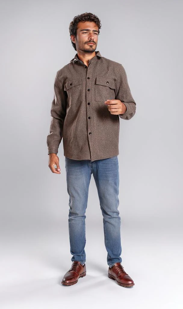 o203049-LONG-SLEEVE FLANNEL SHIRT - DARK GREY - Image 3