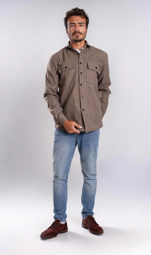o203049-LONG-SLEEVE FLANNEL SHIRT - DARK GREY - Image 4