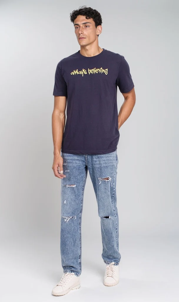o203087 - Always Believing Graphic Tee - Dark Navy - Image 3
