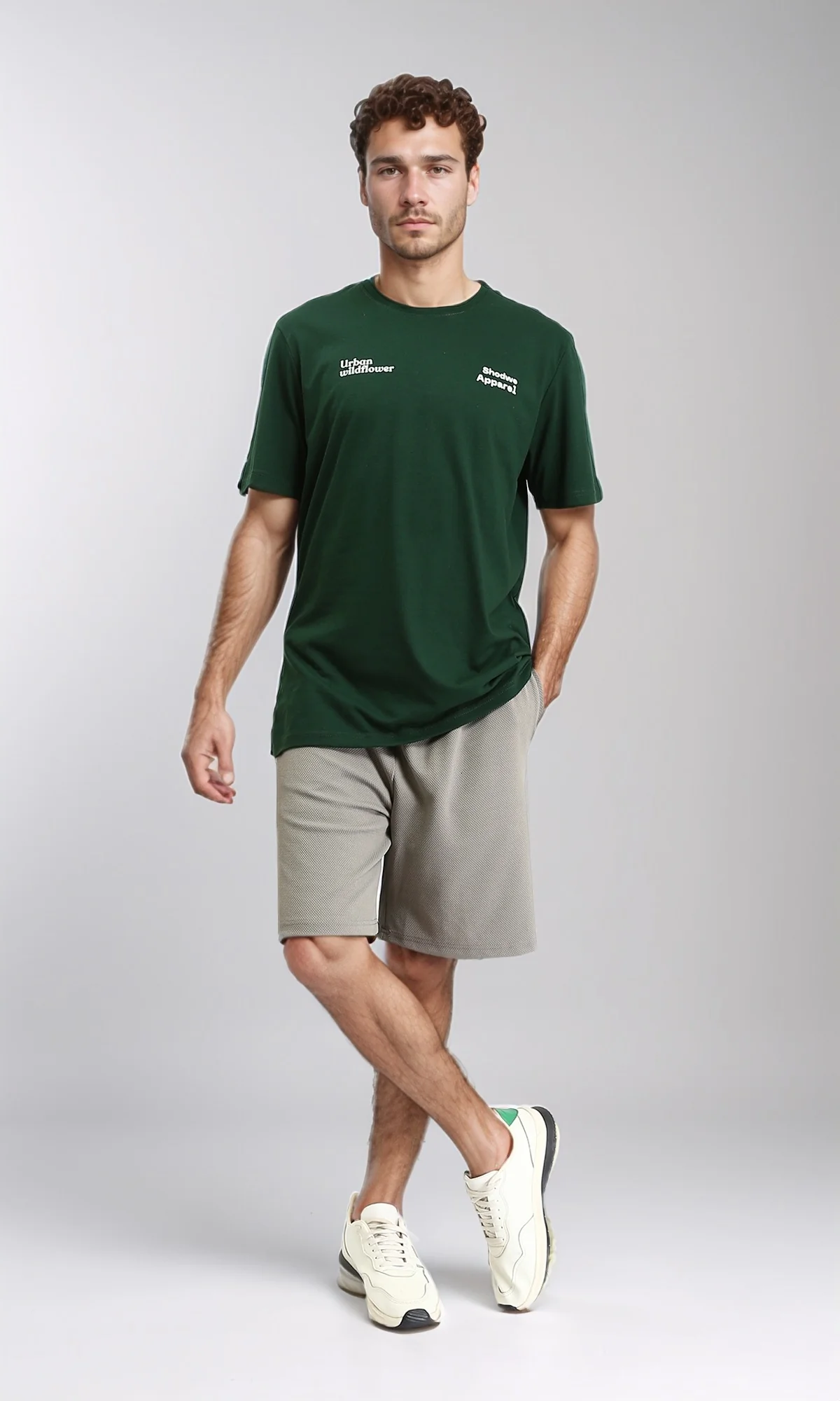 O203096 - "Wild Flower" Slip On Printed Tee - Dark Green - Image 4