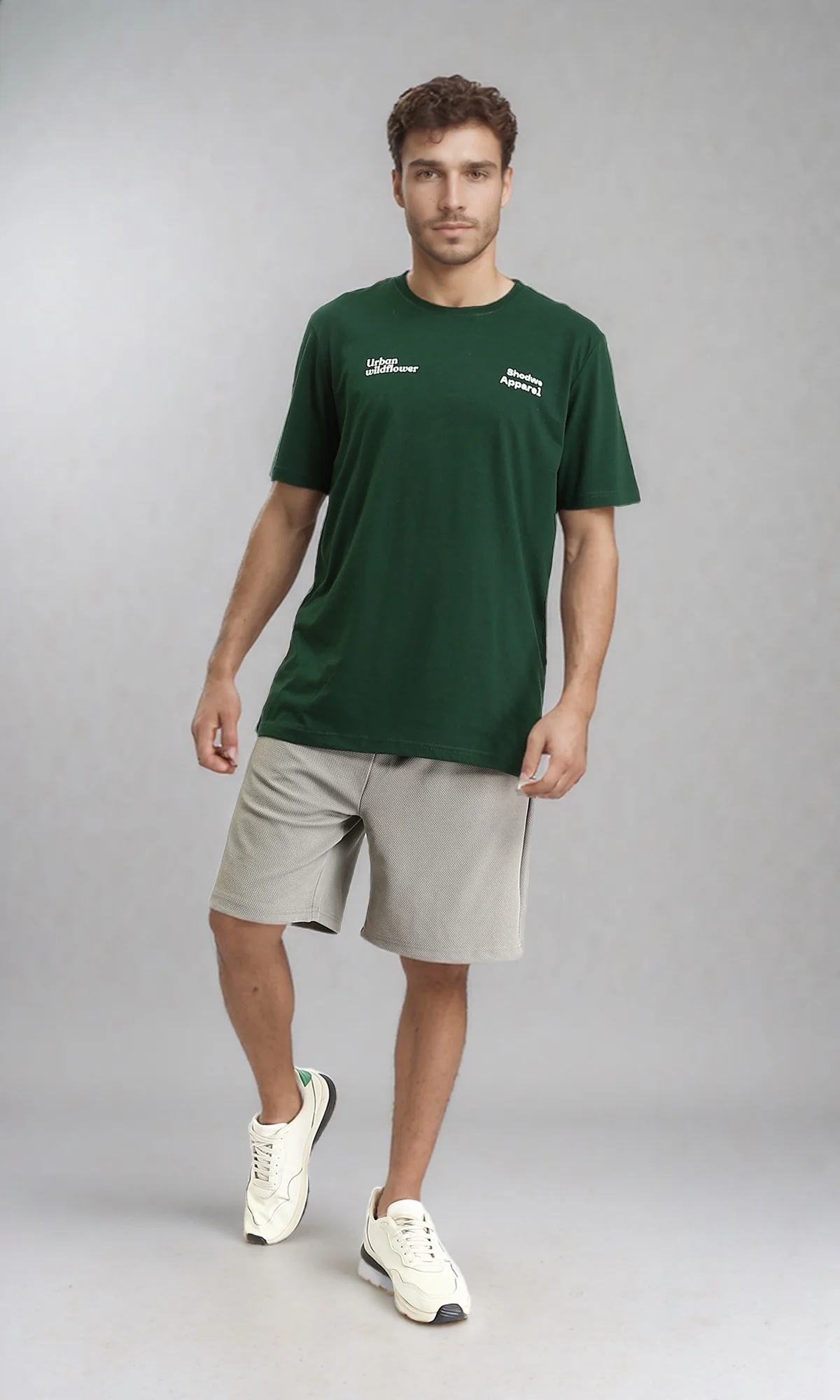O203096 - "Wild Flower" Slip On Printed Tee - Dark Green - Image 5