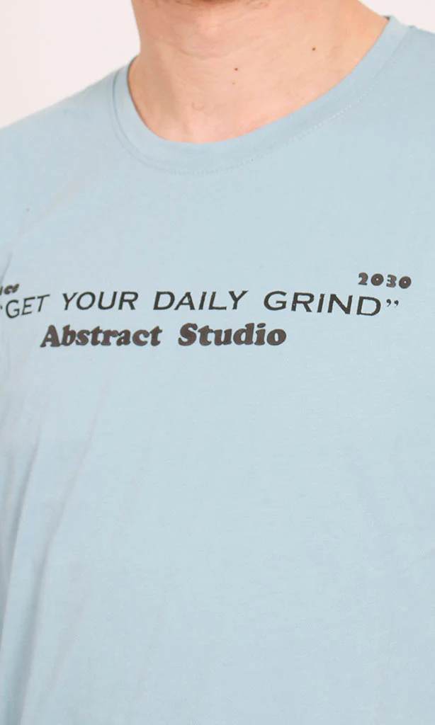 O203100 - Abstract Typography T-Shirt – Light Blue - Image 3