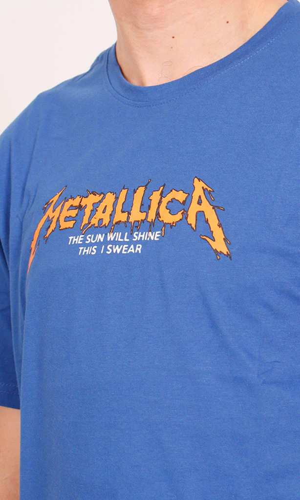 O203104 - Metallica Band Graphic T-Shirt – Royal Blue - Image 3