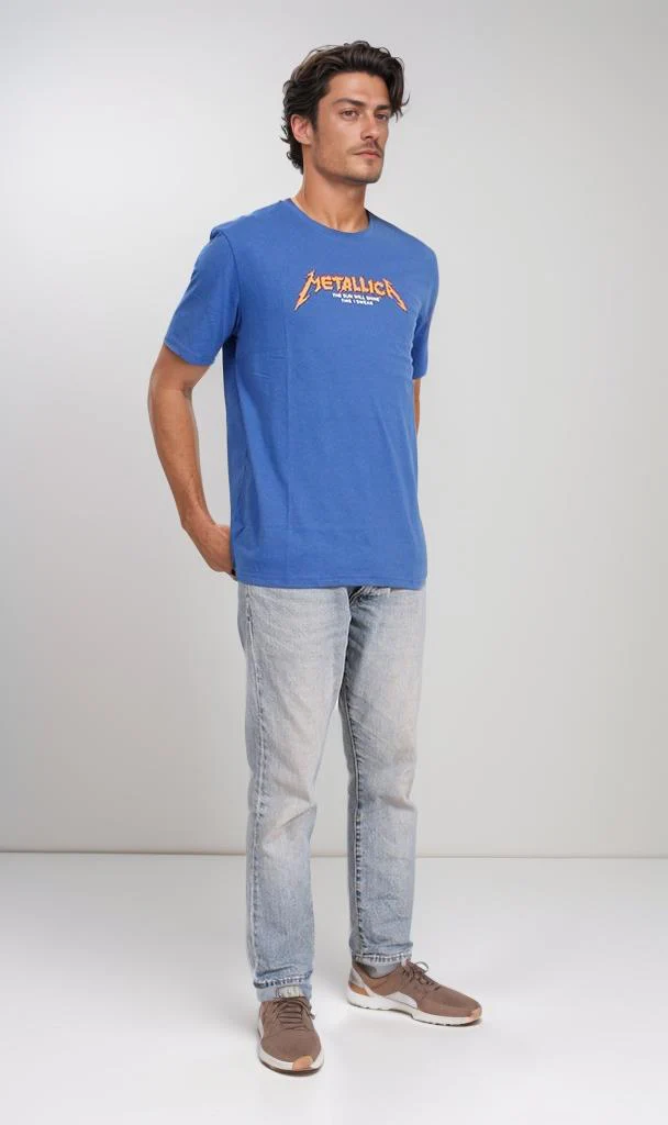 O203104 - Metallica Band Graphic T-Shirt – Royal Blue - Image 5