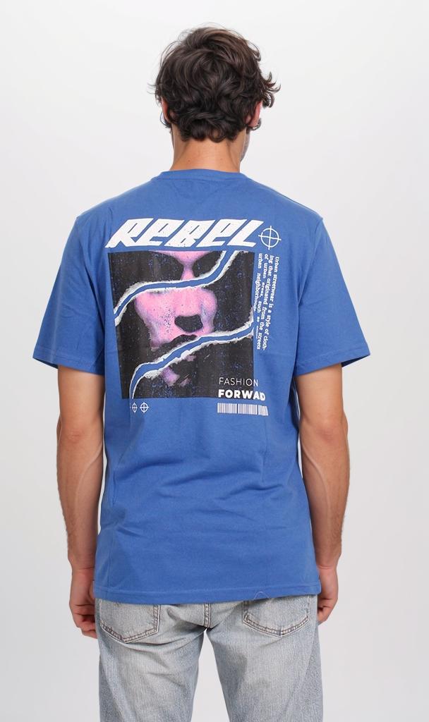 O203105 - Rebel Graphic T-Shirt – Royal Blue - Image 2