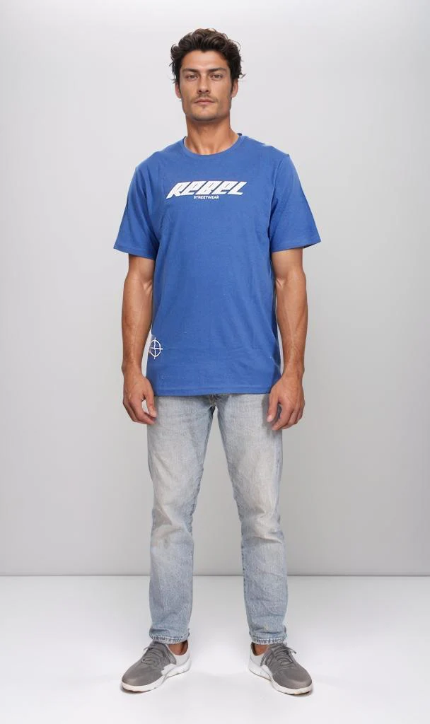 O203105 - Rebel Graphic T-Shirt – Royal Blue - Image 4