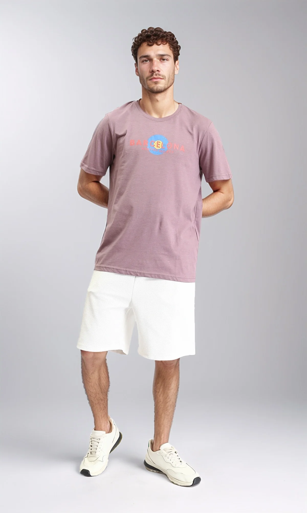 O203107 - "Barcelona" Printed Slip On Tee - Dusty Rose - Image 4