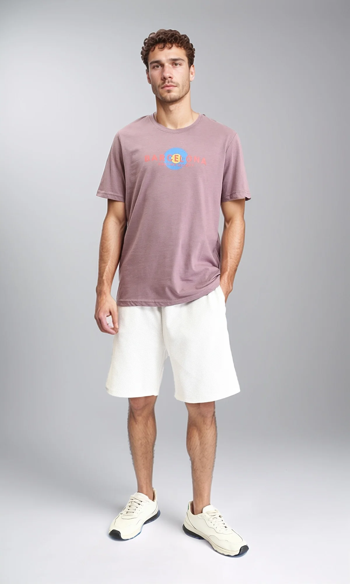 O203107 - "Barcelona" Printed Slip On Tee - Dusty Rose - Image 5