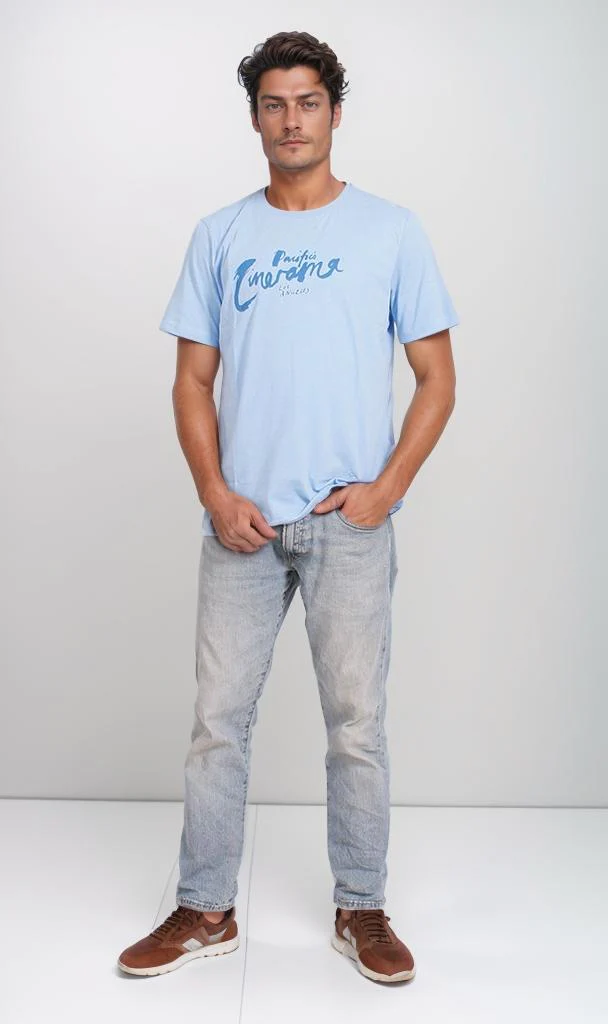 O203115 - Graphic Cotton T-Shirt – Light Blue - Image 4