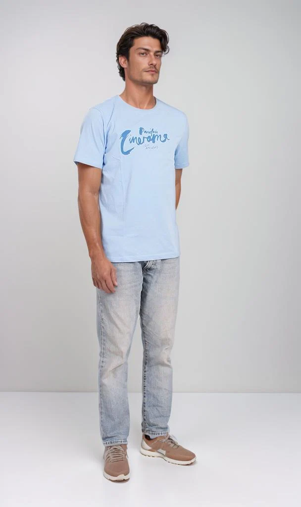 O203115 - Graphic Cotton T-Shirt – Light Blue - Image 5